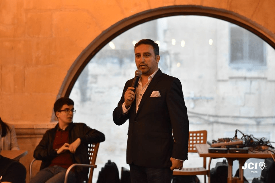Antoine Borg speaks at an event organised by JCI Malta