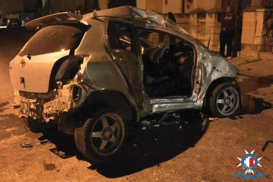 Photo: Malta Police Force, wrecked car